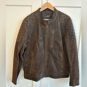 Brown genuine leather jacket size L